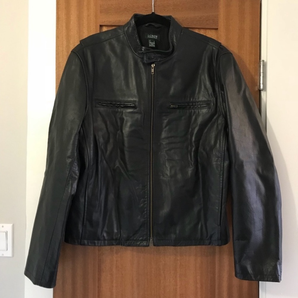 J. Crew Stockton Racer Black Leather Jacket